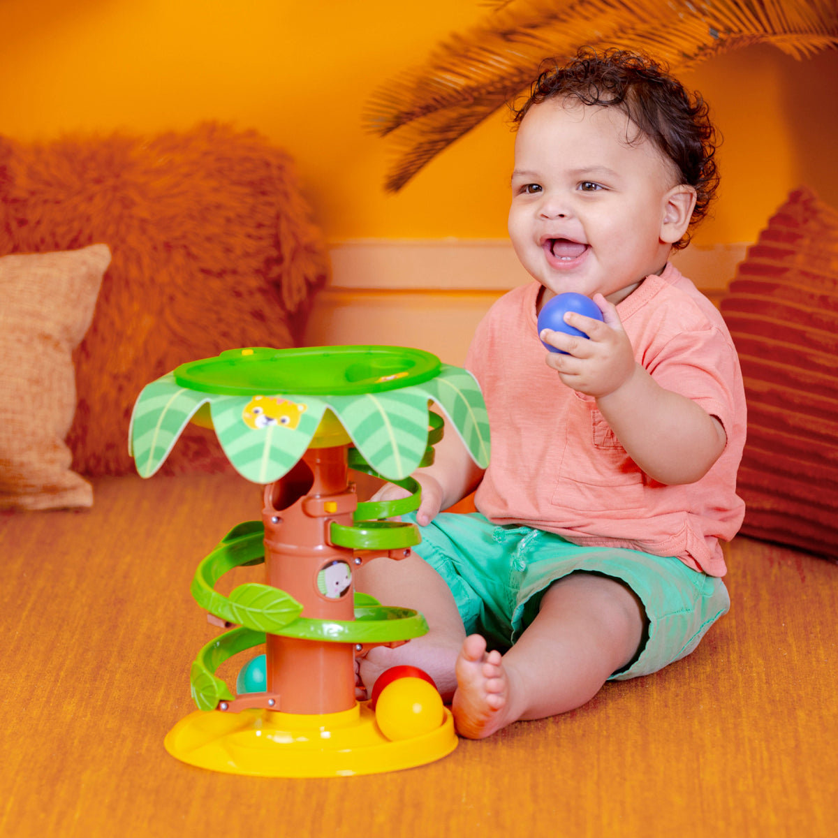 Bright Starts Tropical Twirl Ball Play Toy with Lights and Sounds
