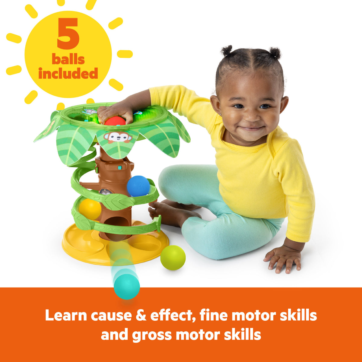 Bright Starts Tropical Twirl Ball Play Toy with Lights and Sounds