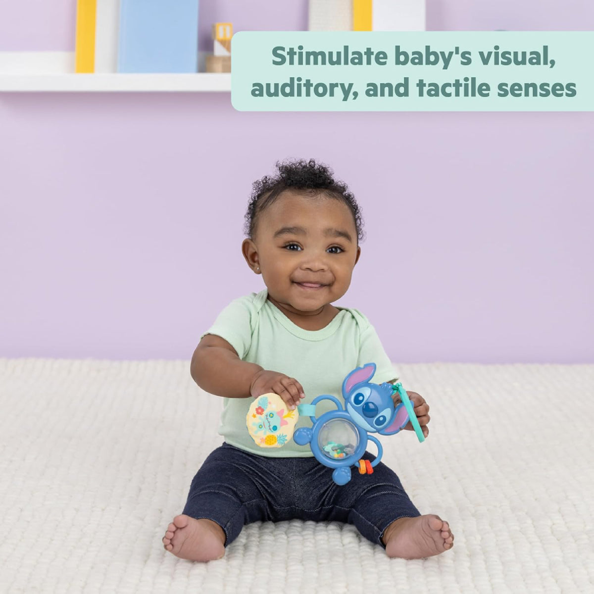 Bright Starts Disney Baby Stitch Tummy Tumble Baby Activity Toy - Blue