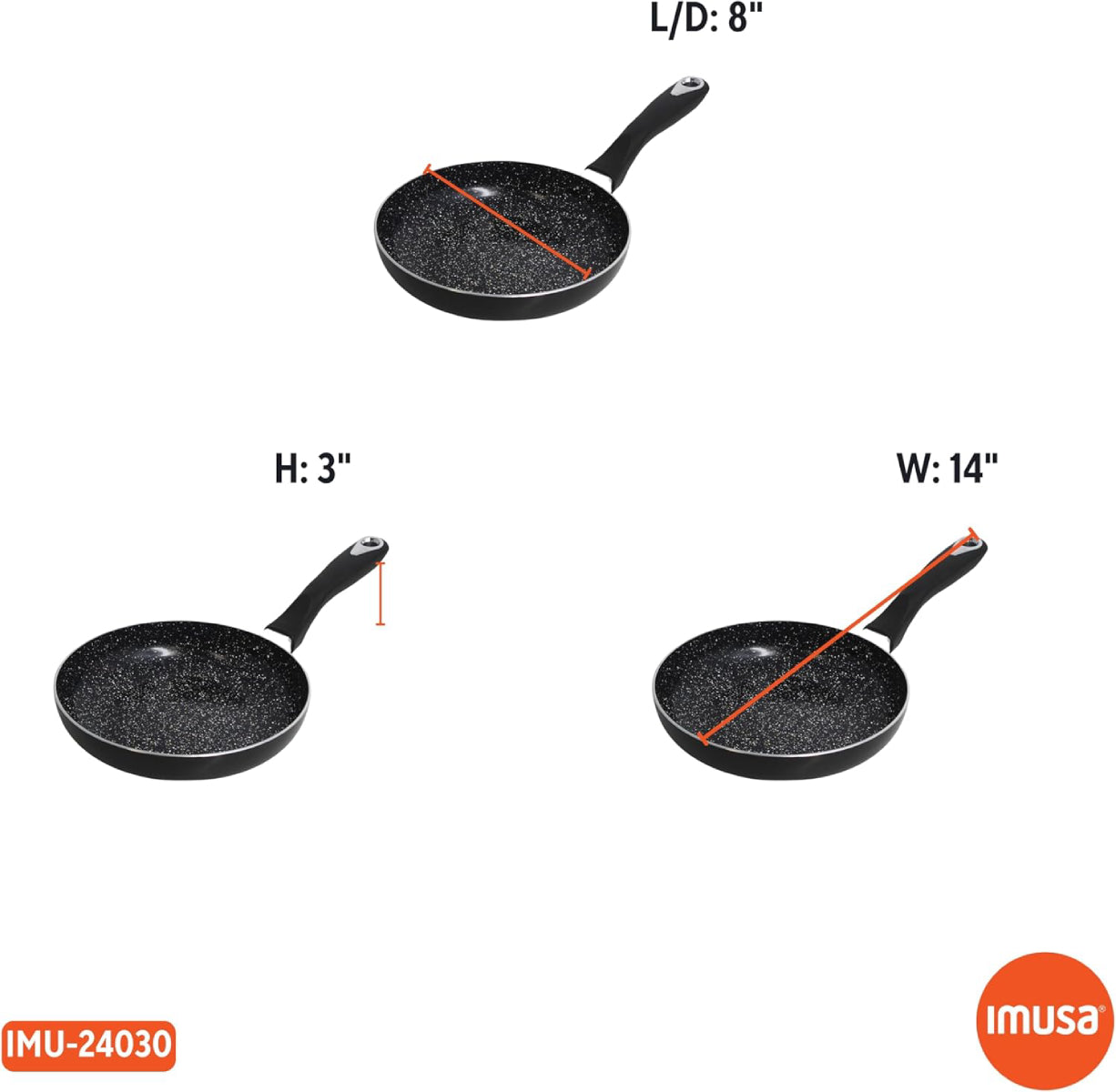 Imusa GAU/24030 Bistro 8" Nonstick Fry Pan with Bakelite Handle - Black