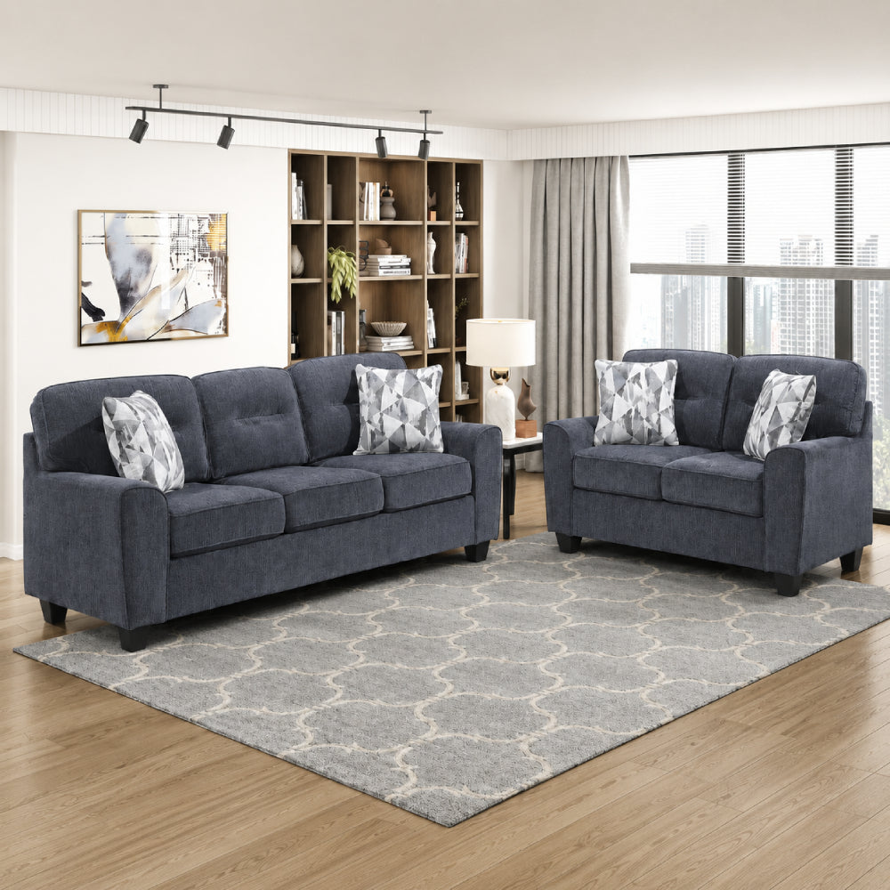 Vival Sofa with Loveseat by Homelegance - Blue