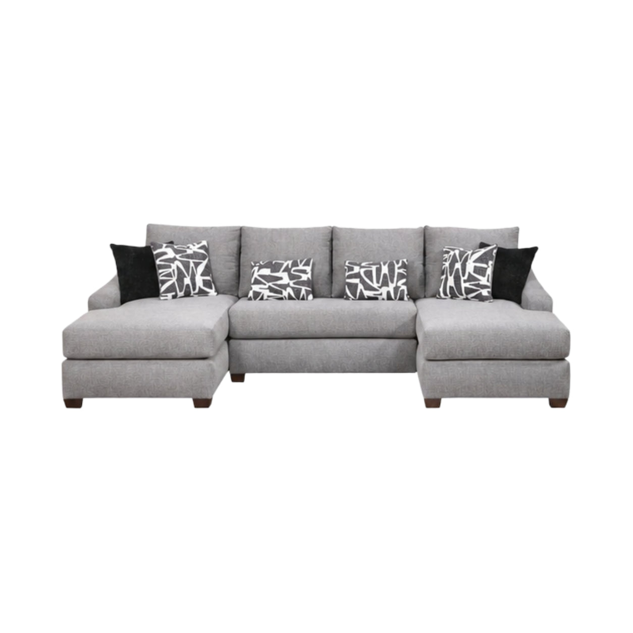 Melbourne Dual Chaise Sectional Sofa with 6 Pillows by Arely Furniture - Gray