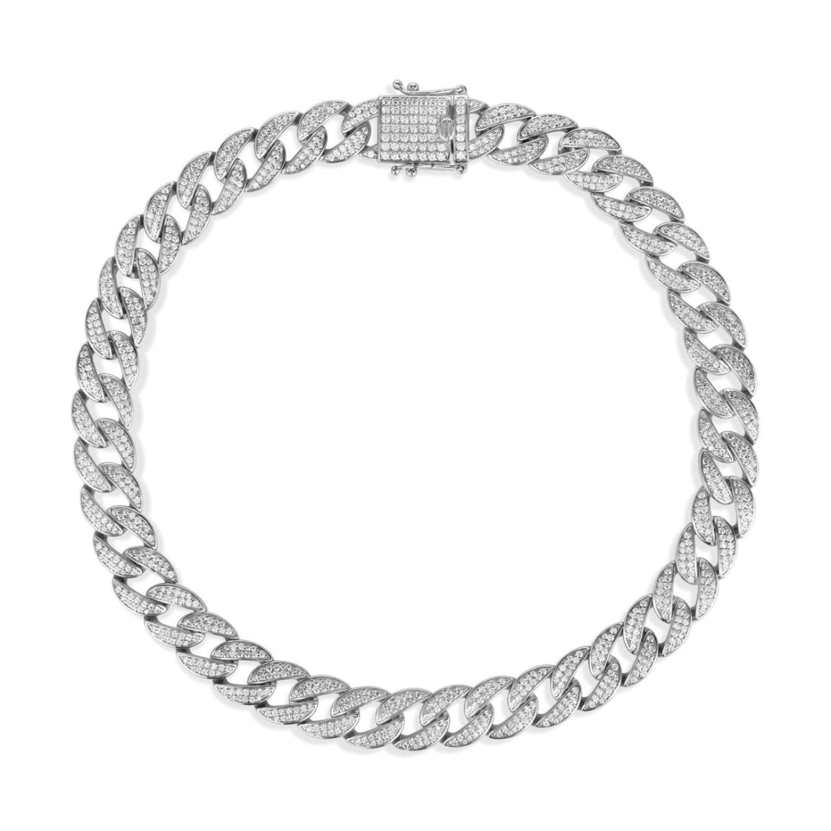 Anna Zuckerman Olivia 63 18" 12.25 ct. Diamond Crystalline Super Cuban Link Necklace in Platinum-Plating over 925 Sterling Silver