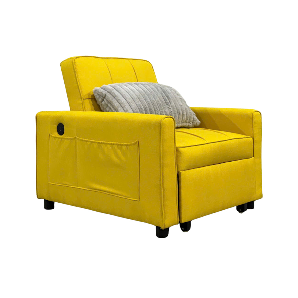 Brazilia Convertible Sleeper Armchair with Pillow by Best Home - Yellow