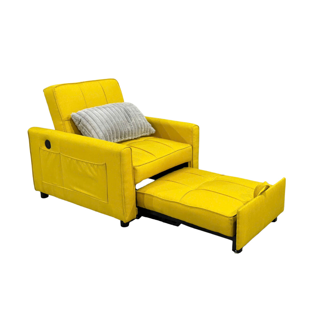 Brazilia Convertible Sleeper Armchair with Pillow by Best Home - Yellow