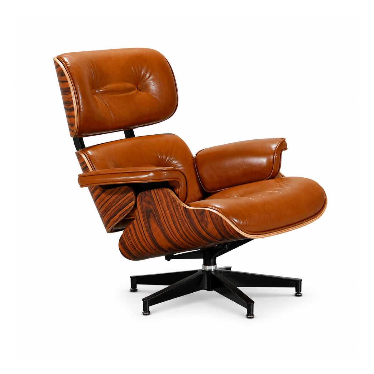 Leather Lounge Chair & Ottoman Walnut