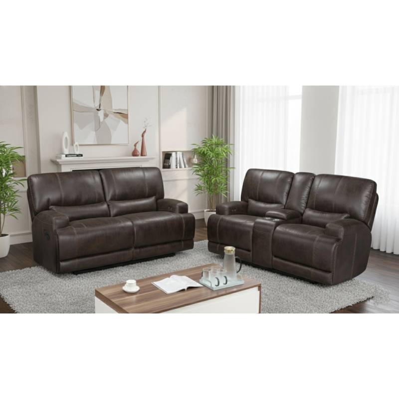 Aarhus Espresso Power Motion Sofa with Love Seat by Lifestyle - Brown