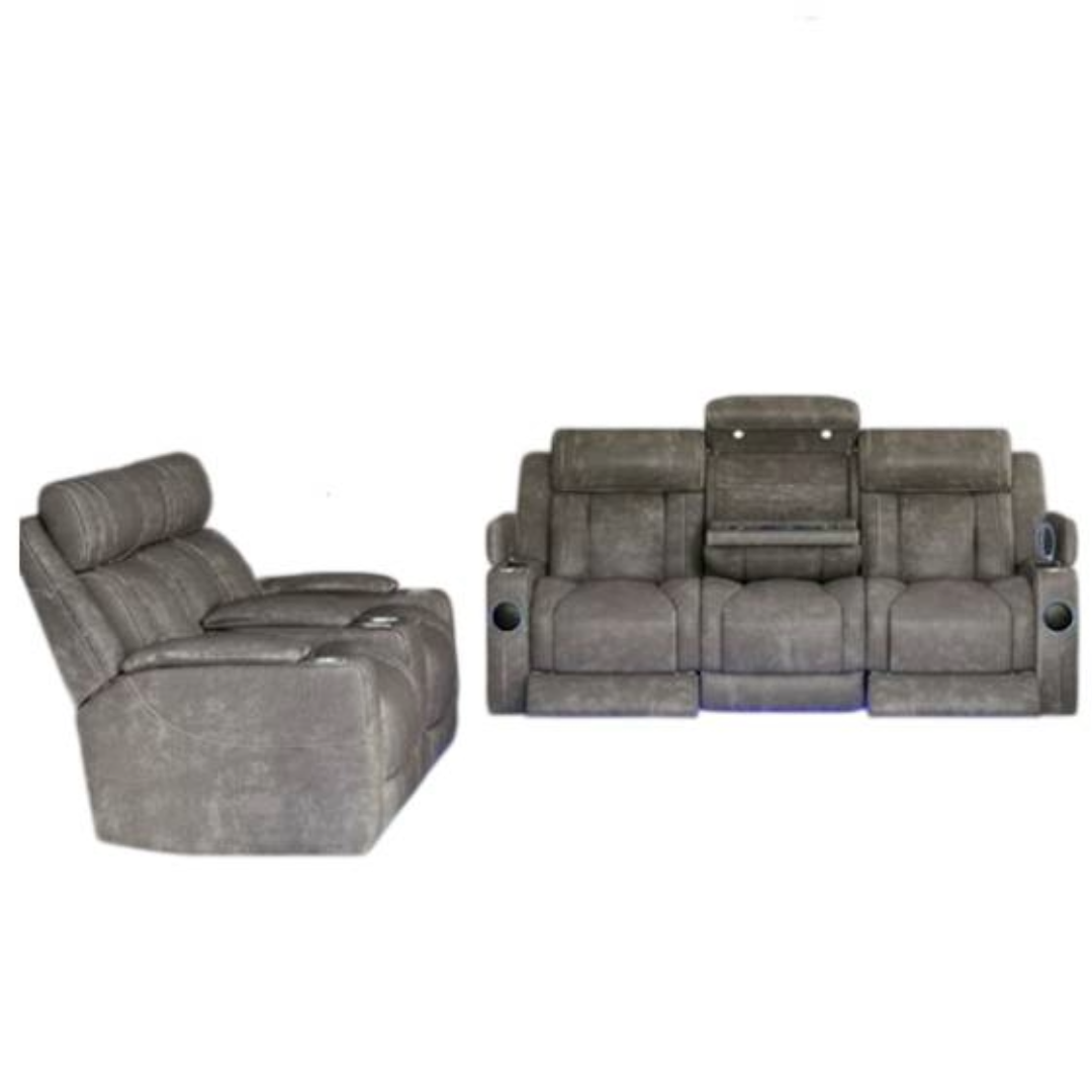 Dubai Power Recliner Sofa with Love Seat by Elements - Gray