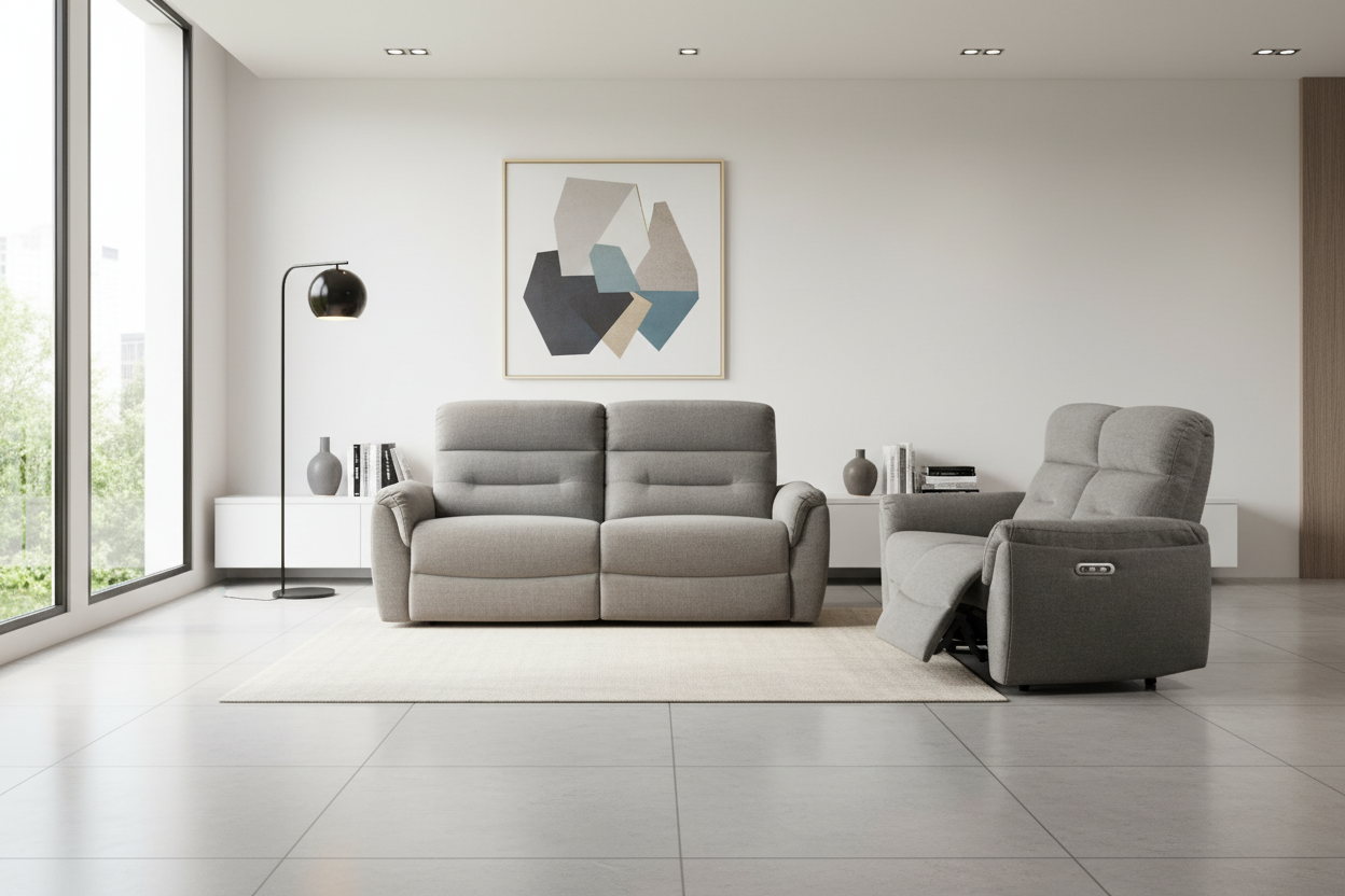 Joan Power Sofa + Loveseat with USB by Acme Furniture - Gray