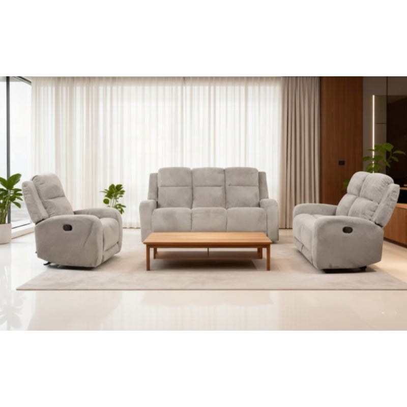 Napoli Sofa, Loveseat and Recliner Chair Set by Best Home - Gray