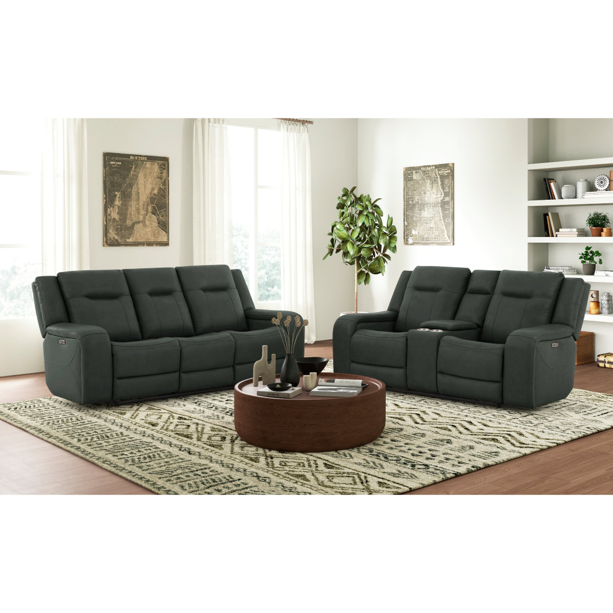 Blum Power Sofa with Reclining Loveseat by Best Home - Black