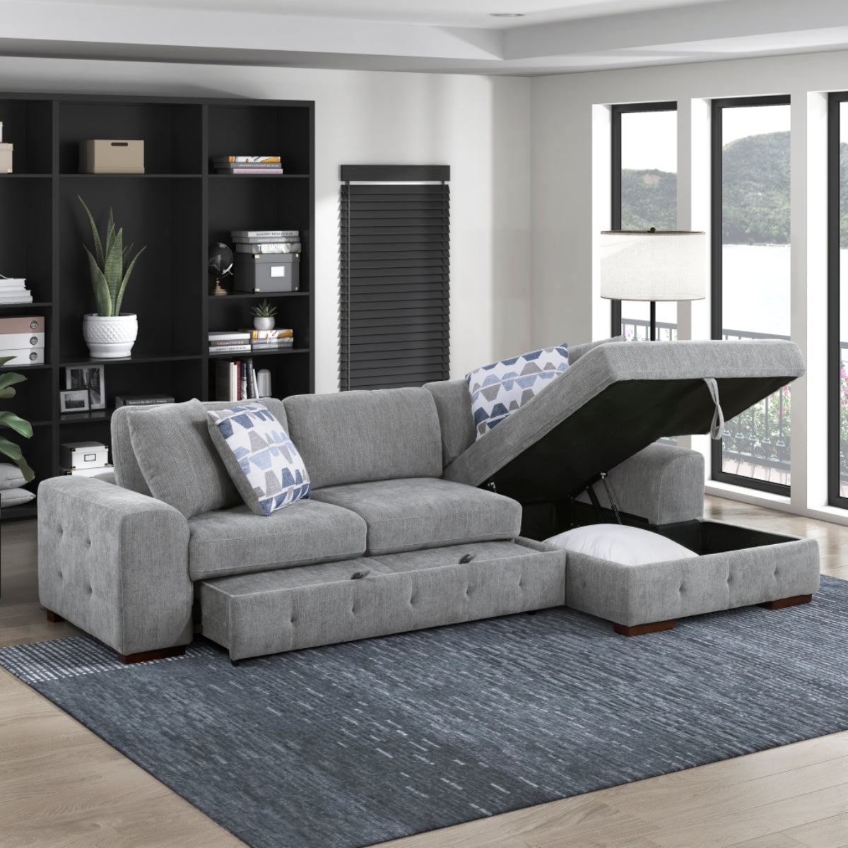 Sectional Sofa with Right Chaise by Homelegance - Gray