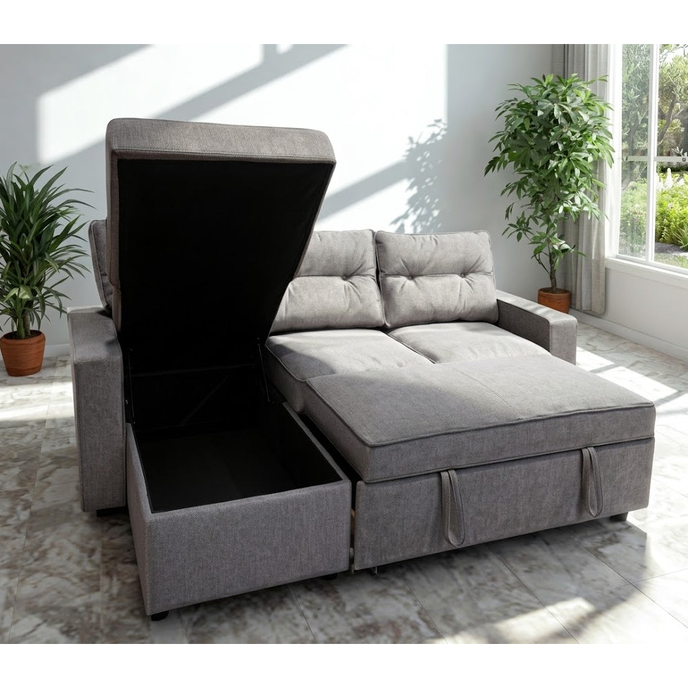 Malibu Pull Out Sofa and Chaise with Storage by Best Home - Gray