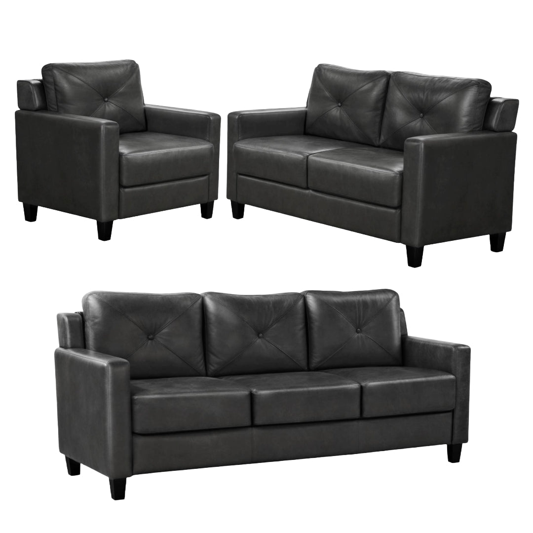 NOVA 321 Sofa, Loveseat, and Chair Gray Set by Best Home