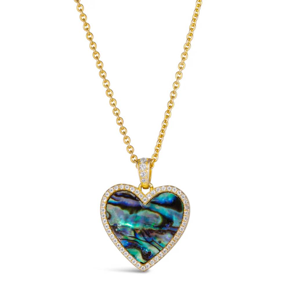 Anna Zuckerman House of Cards 03 Women's Diamond Crystalline and Black Mother of Pearl Necklace in Yellow Gold-Plating over 925 Sterling Silver