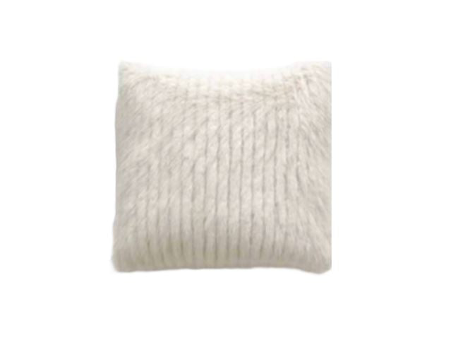 Best Home Ivory Tusk 18" Faux Fur Decorative Pillow with Hidden Zipper - Beige