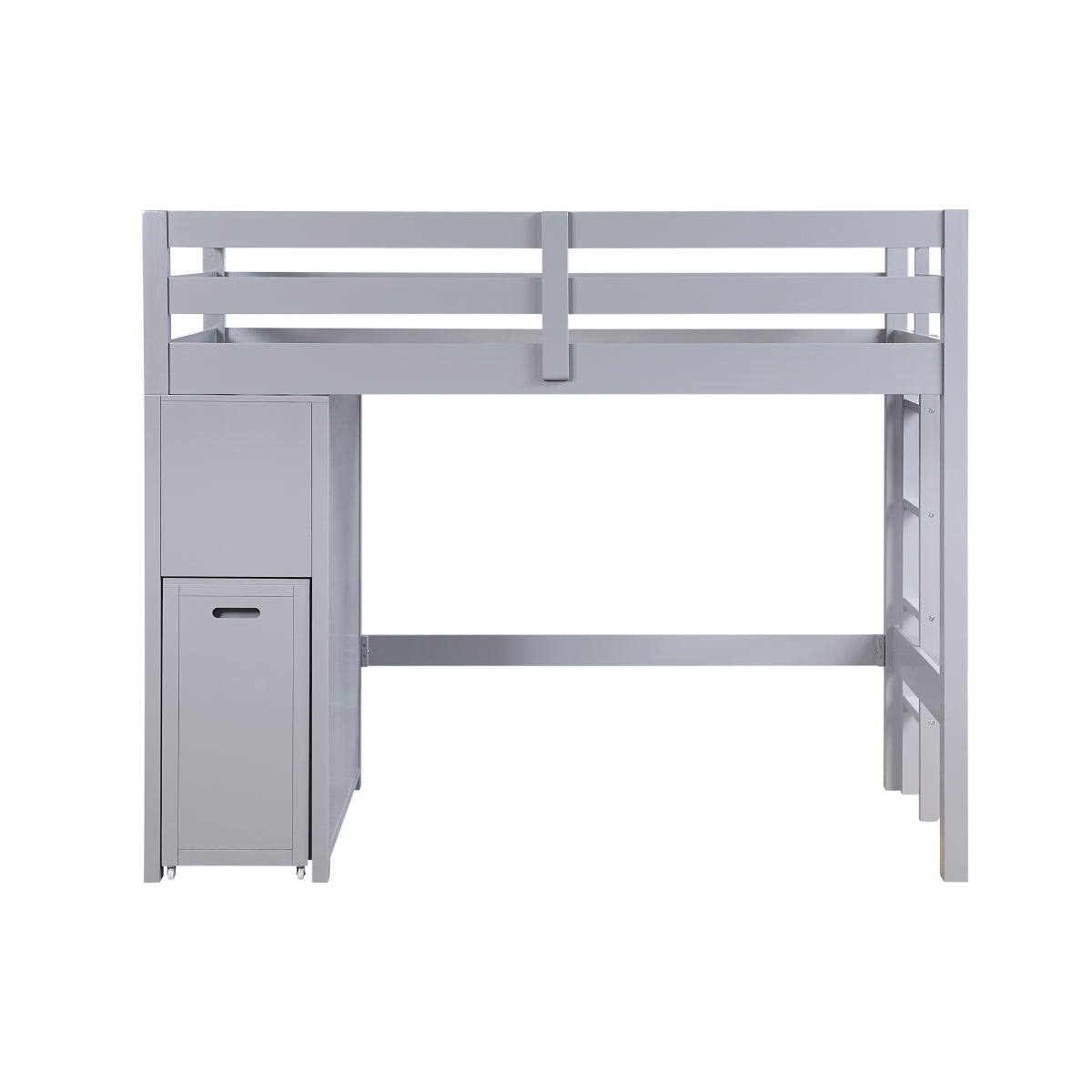Youth Explorer Twin Loft Bunk Bed with Chest and Hidden Desk by Homelegance - Gray