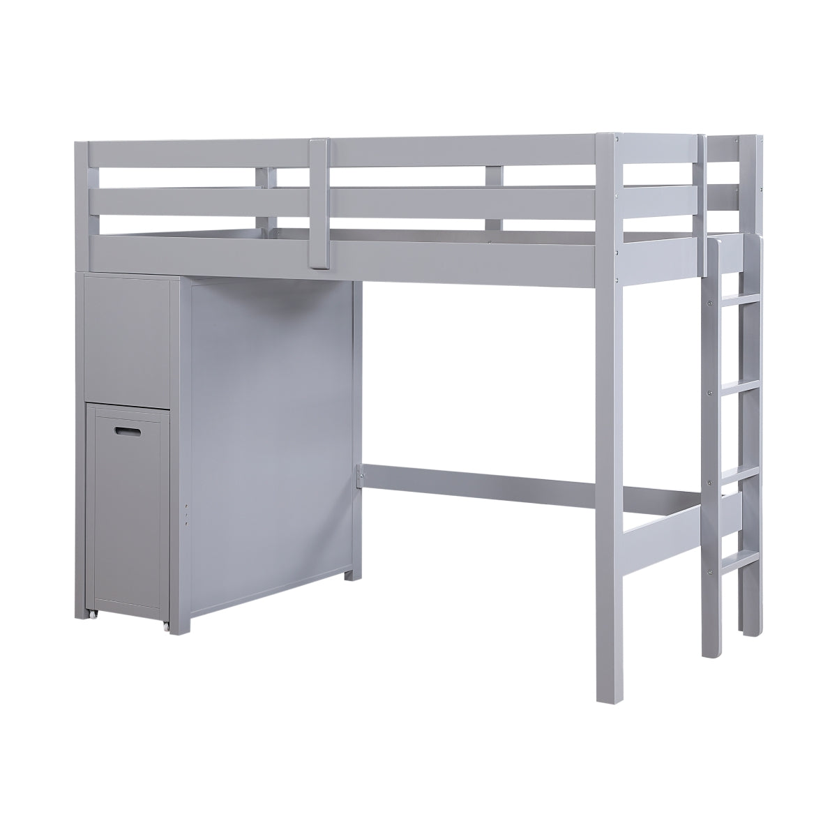 Youth Explorer Twin Loft Bunk Bed with Chest and Hidden Desk by Homelegance - Gray