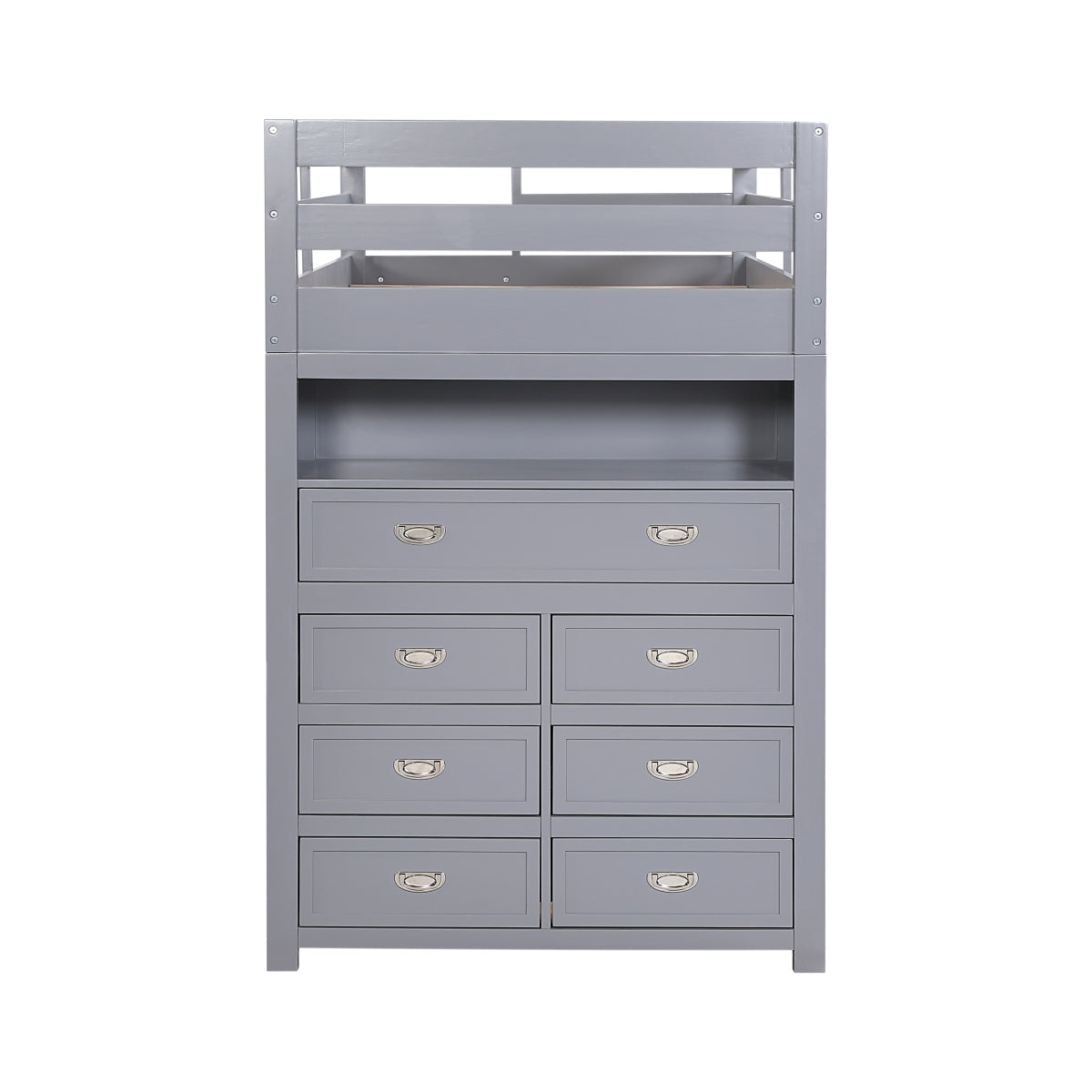 Youth Explorer Twin Loft Bunk Bed with Chest and Hidden Desk by Homelegance - Gray