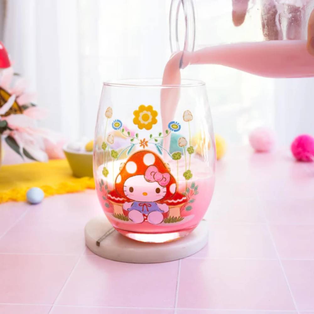 Sanrio Hello Kitty 20 oz Mushroom Art Stemless Wine Glass - Multicolor
