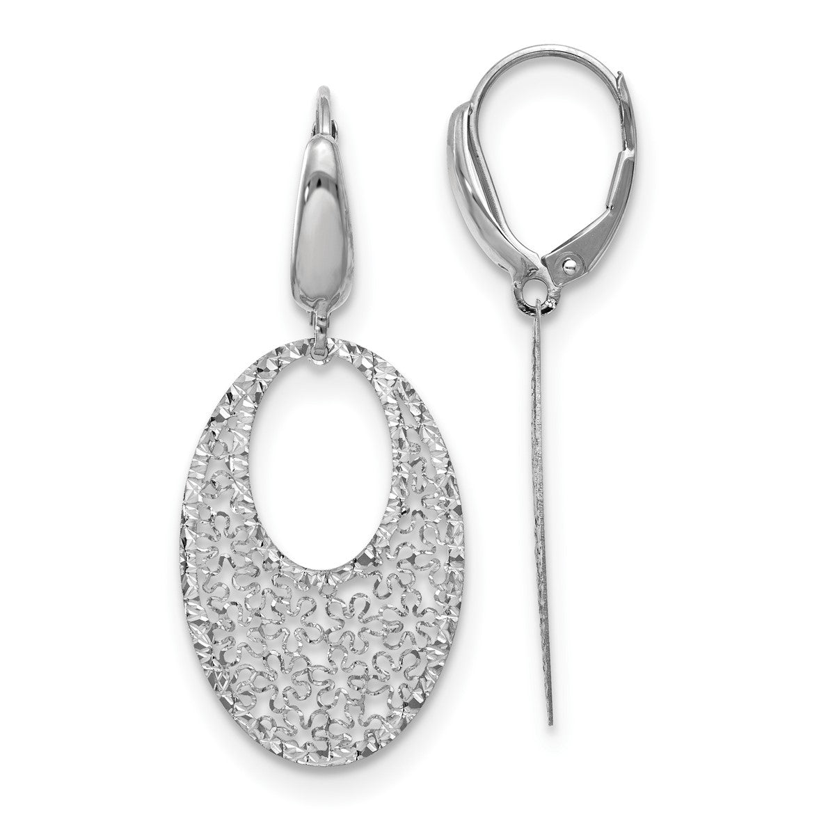 14K Leslie's Women's Floral Drop and Dangle Earrings in Rhodium Plating-over 14K White Gold