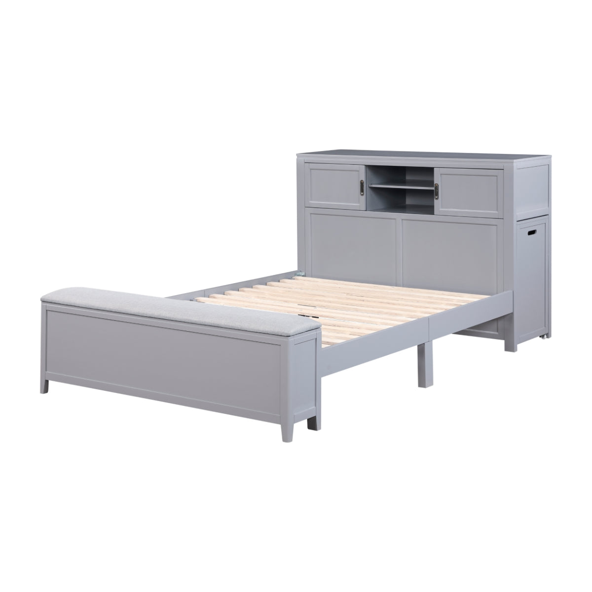 Youth Explorer Bookcase Platform Bed by Homelegance - Gray
