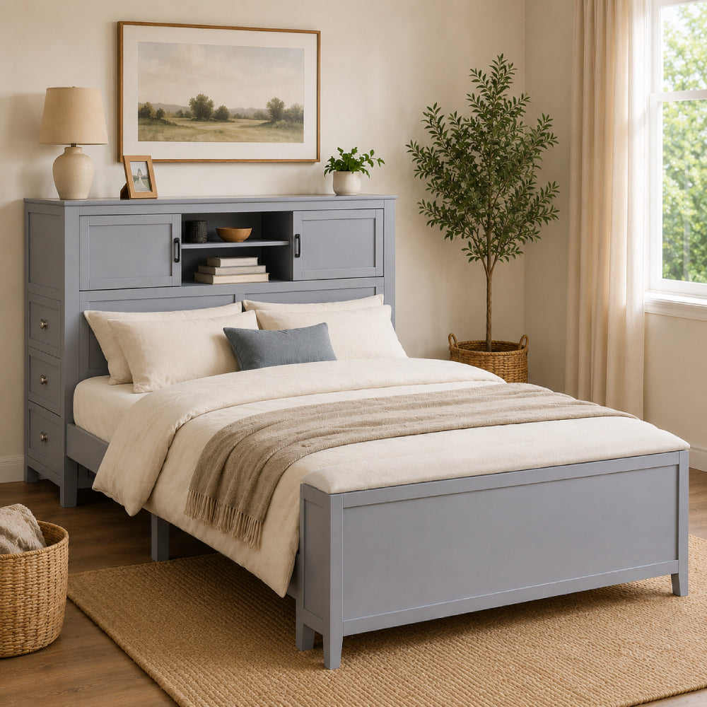 Youth Explorer Bookcase Platform Bed by Homelegance - Gray