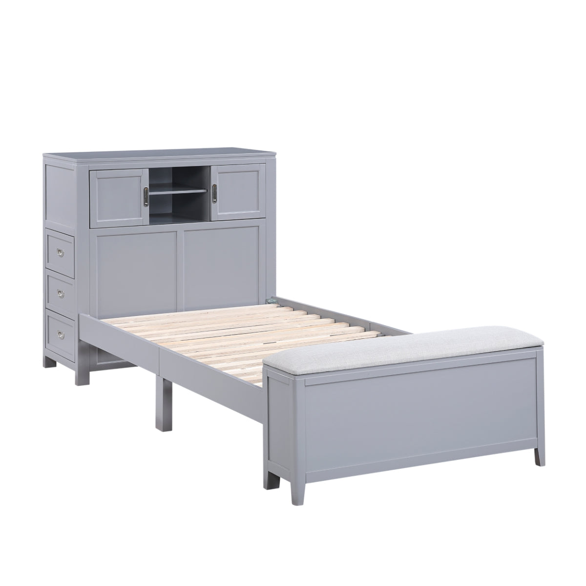 Youth Explorer Bookcase Platform Bed by Homelegance - Gray