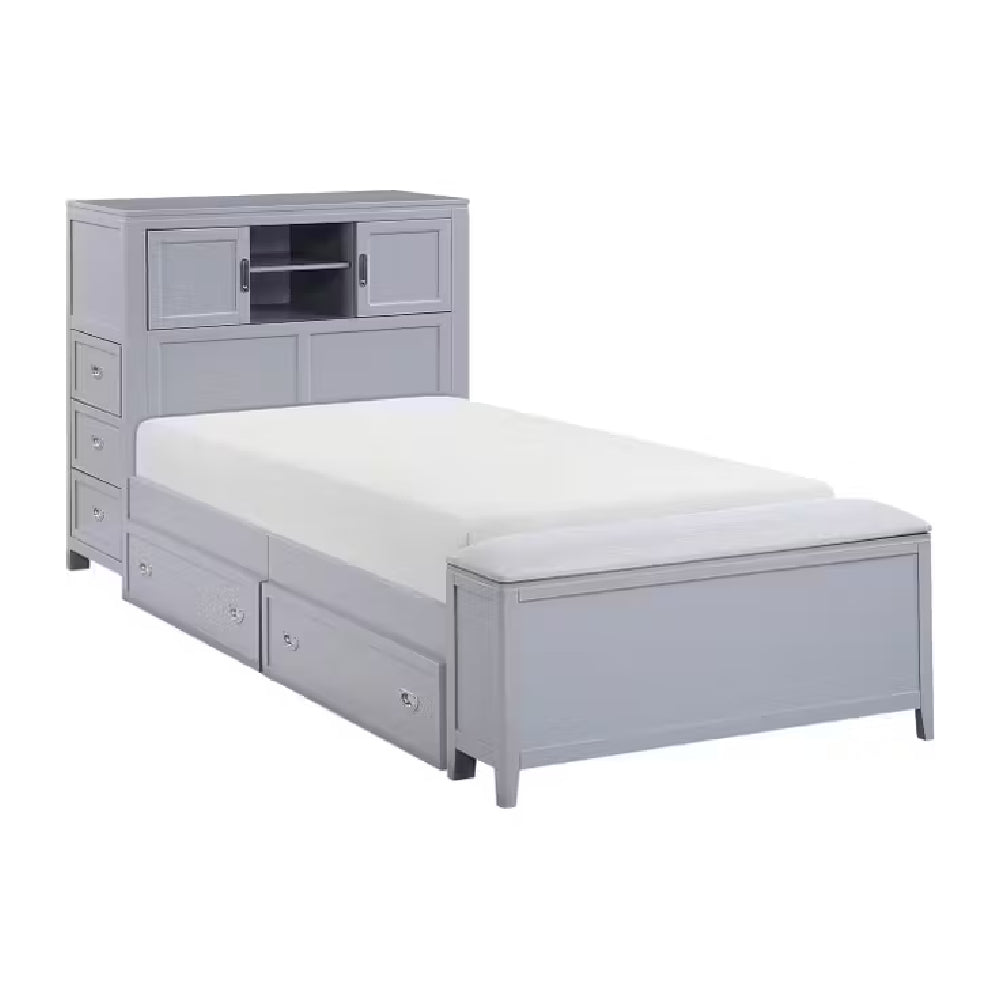 Youth Explorer Bookcase Platform Bed by Homelegance - Gray