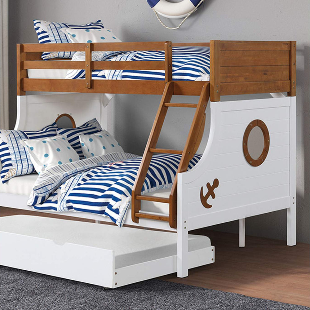 Nautia Twin over Full Bunk Bed by Furniture of America - Brown/White