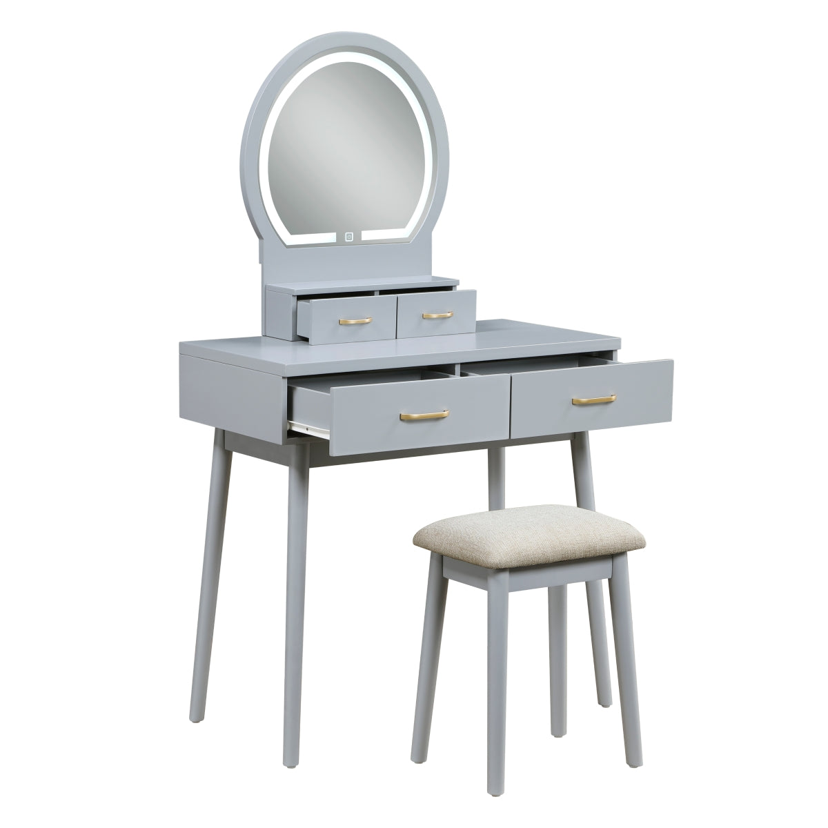 Vanity Aura with Mirror and Stool by Homelegance