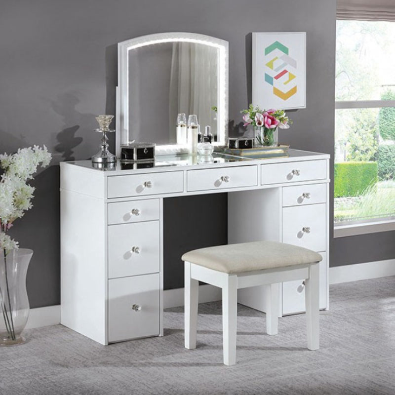 Louise Vanity with Stool by Furniture of America - White