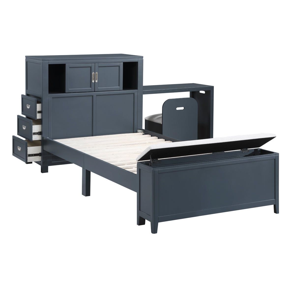 Youth Explorer Twin Bookcase Platform Bed with Hidden Desk by Homelegance