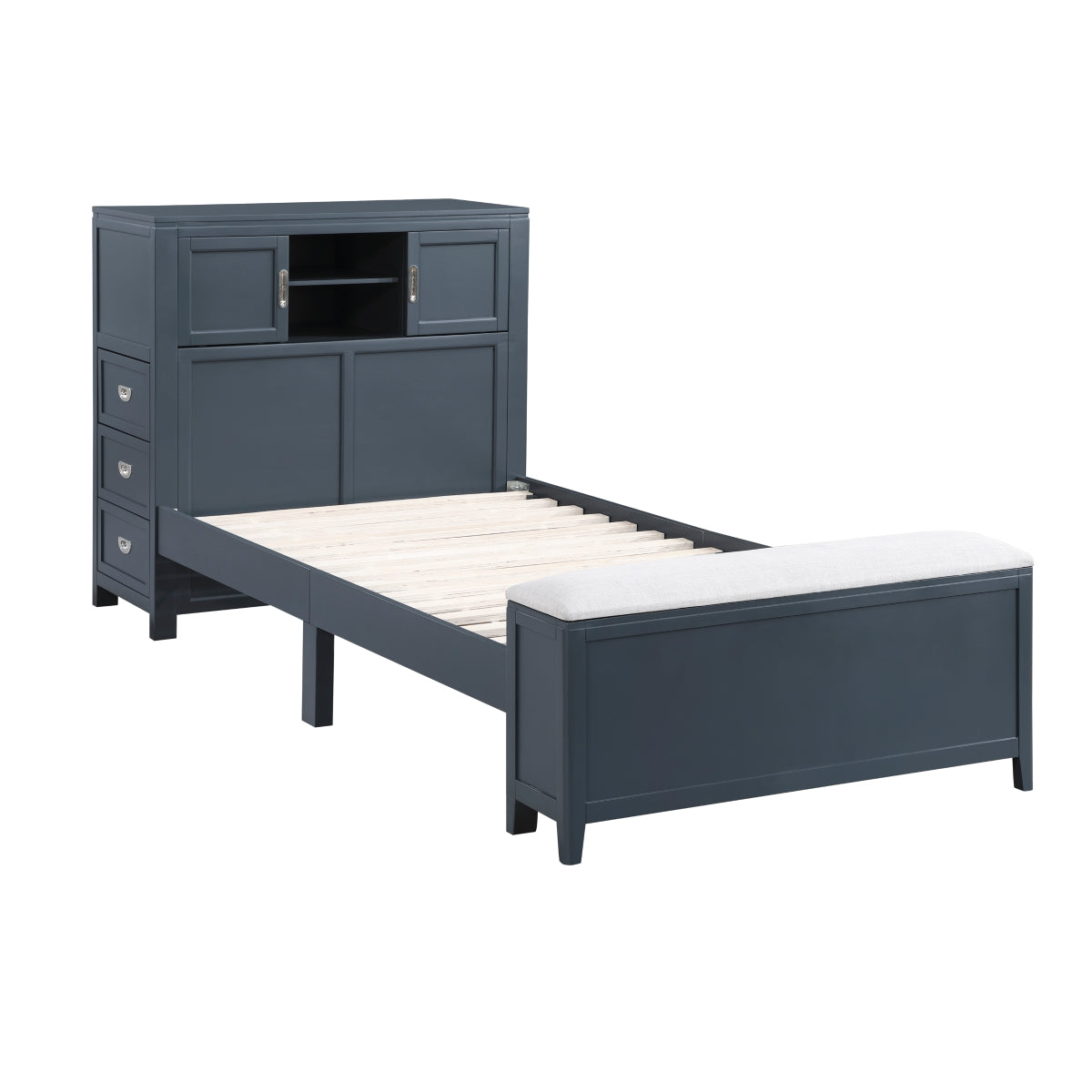Youth Explorer Twin Bookcase Platform Bed with Hidden Desk by Homelegance
