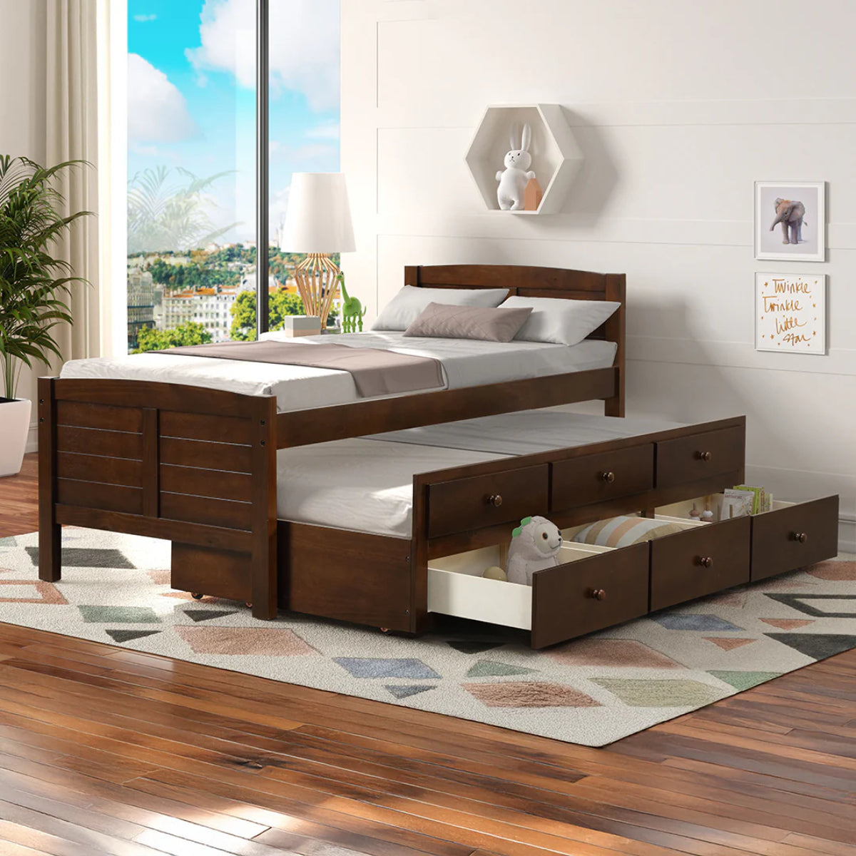 Akita Twin Size Trundle Bed with Drawers by Lifestyle
