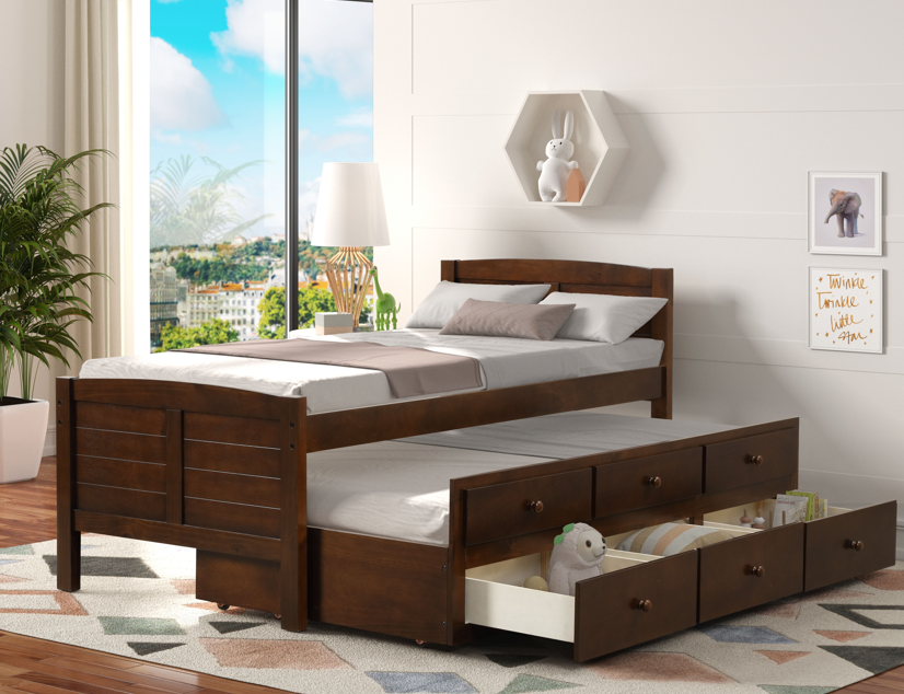 Akita Twin Size Trundle Bed W/ Storage