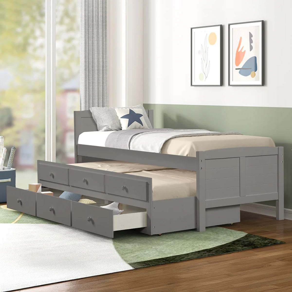Akita Twin Size Trundle Bed with Drawers by Lifestyle