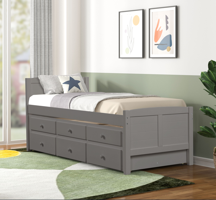Akita Twin Size Trundle Bed W/ Storage