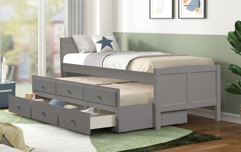 Akita Twin Size Trundle Bed W/ Storage
