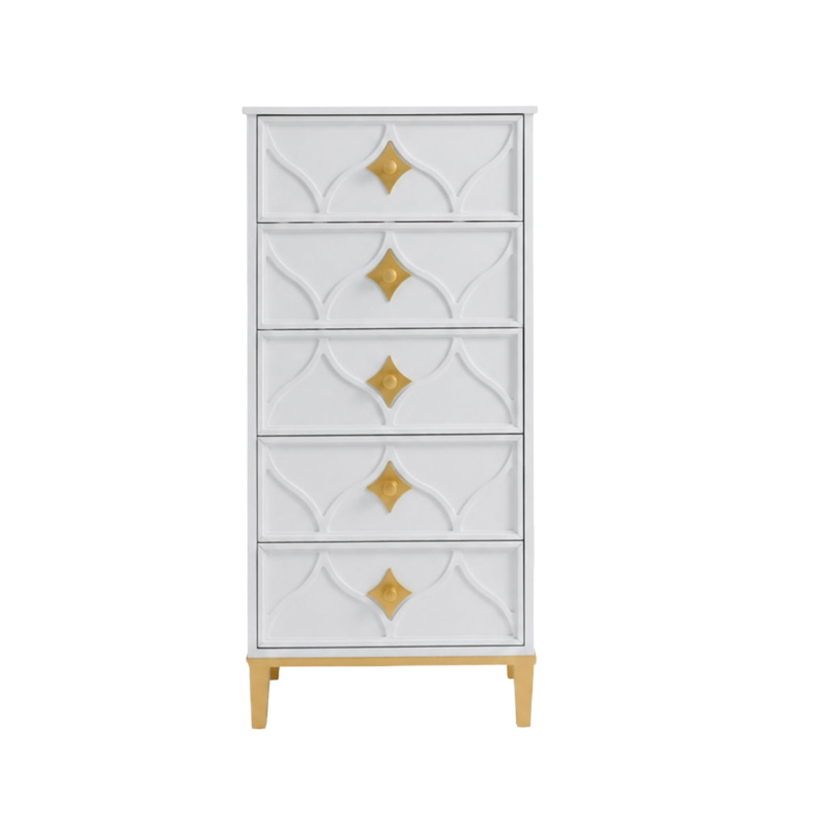 Emma Lingerie Chest with 5 Drawers by Martin Svensson Home - White/Gold