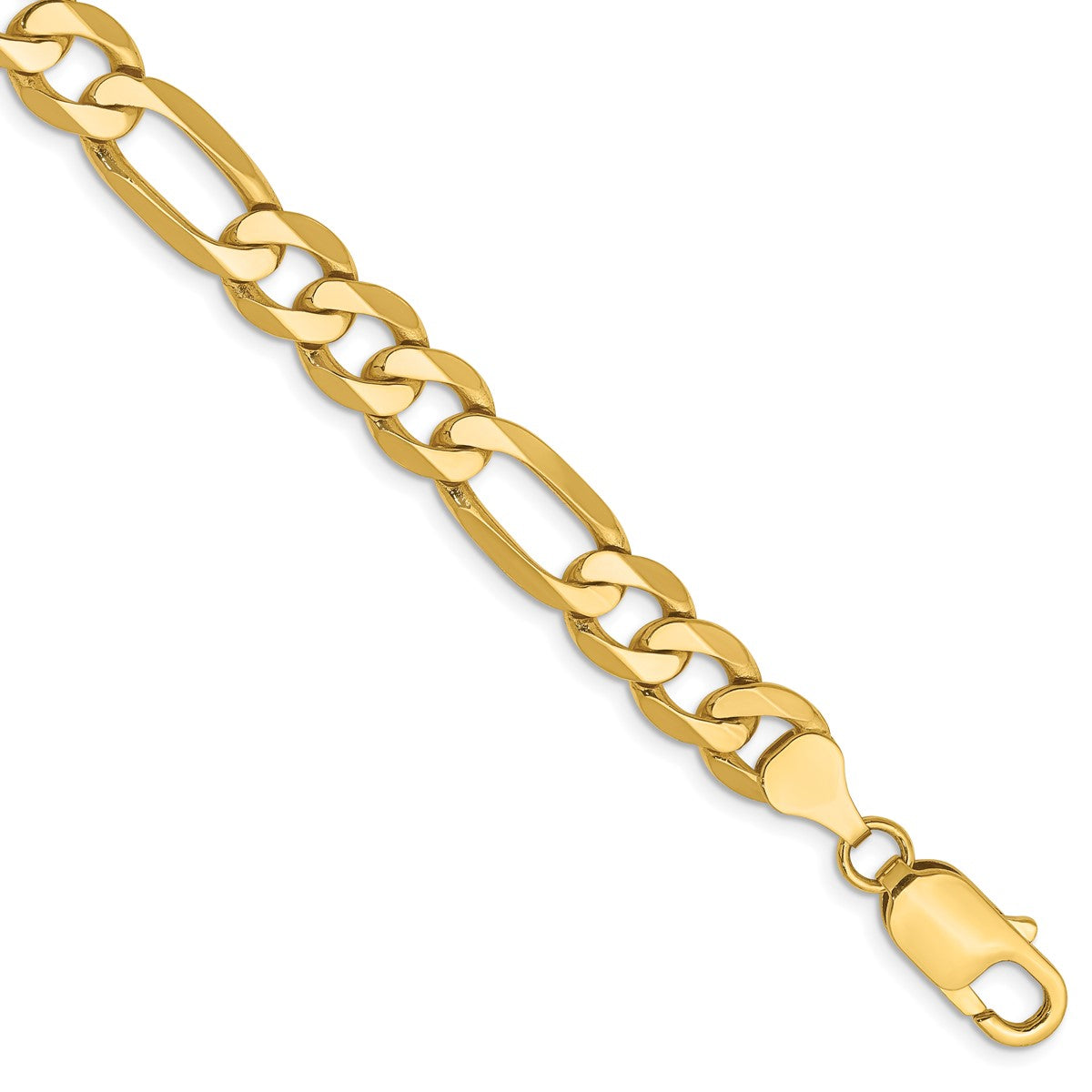 14K Men's 8" Flat Figaro Bracelet in 14K Yellow Gold