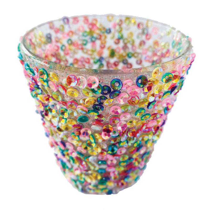 Creative Co-op Glass Tealight/Votive Holder with Sequins