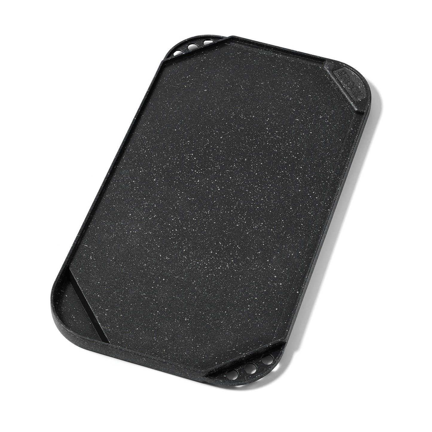 Parrilla/plancha reversible antiadherente de aluminio Starfrit The Rock de 10,6" x 19,5", color negro