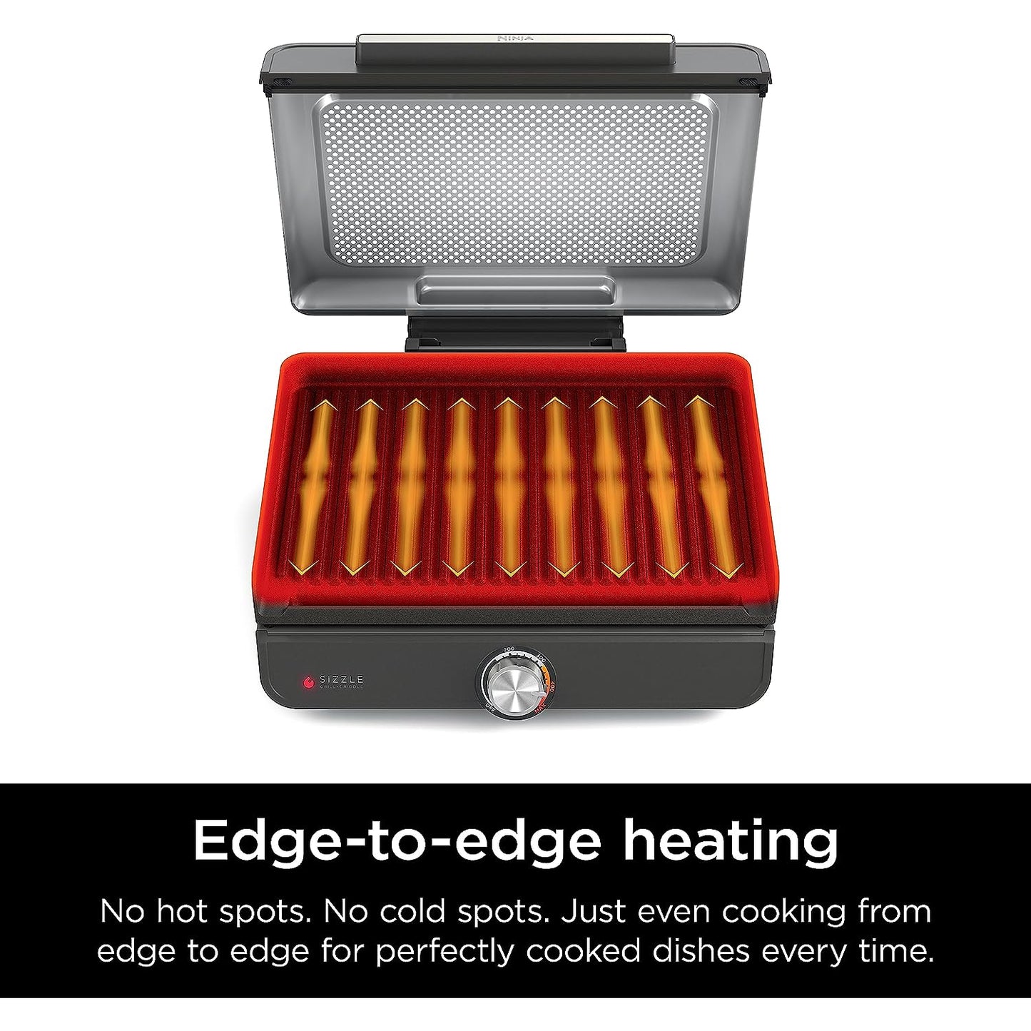 Ninja GR101 Sizzle Smokeless Indoor Grill & Griddle with Edge-to-Edge Heating - Gray/Silver
