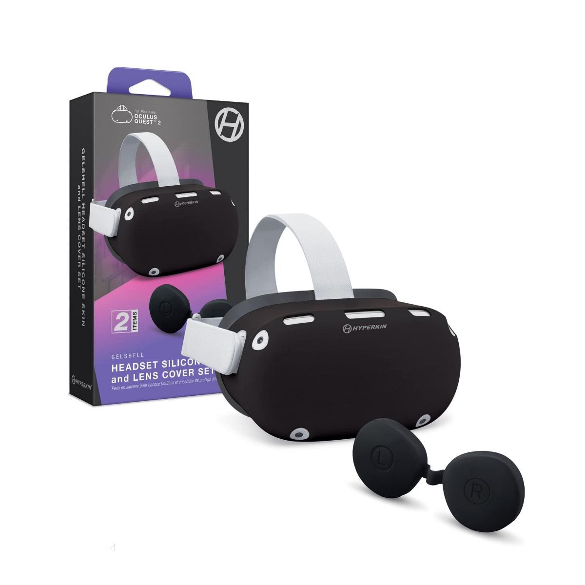 Hyperkin GelShell Headset Silicone Skin and Lens Cover Set for Oculus Quest 2 - Black