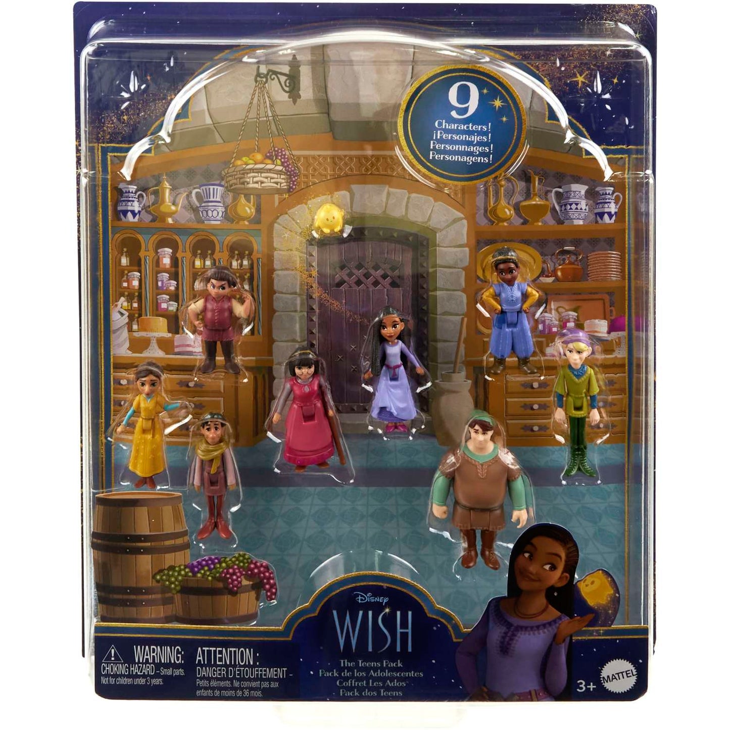 Minijuego de muñecas Disney Wish The Teens con 8 muñecas articuladas y figura de estrella