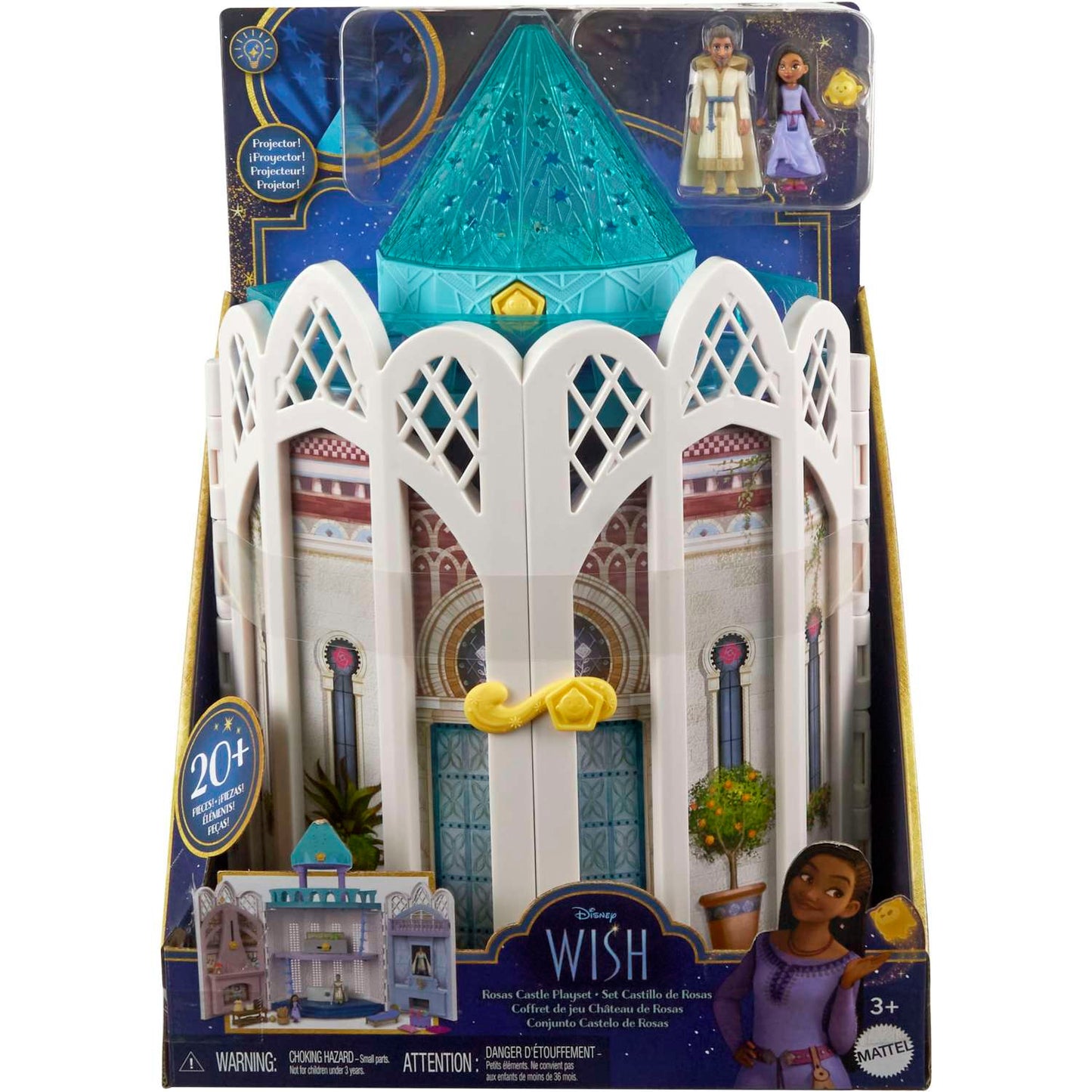 Casa de muñecas Disney Wish Rosas Castle con 2 minimuñecas articuladas y figura de estrella
