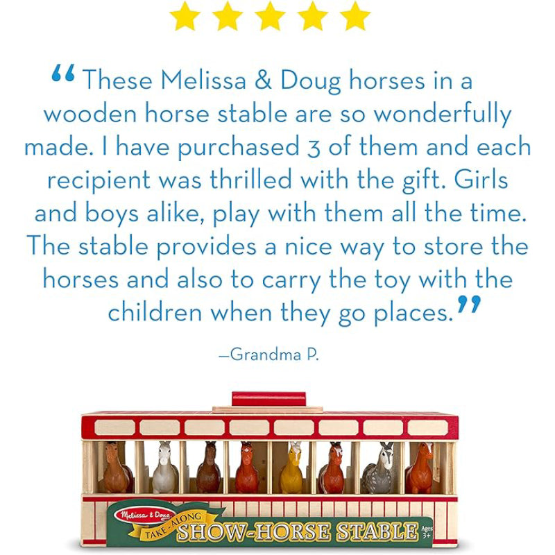 Melissa & Doug Take-Along Show-Horse Stable Playset with 8 Toy Horses