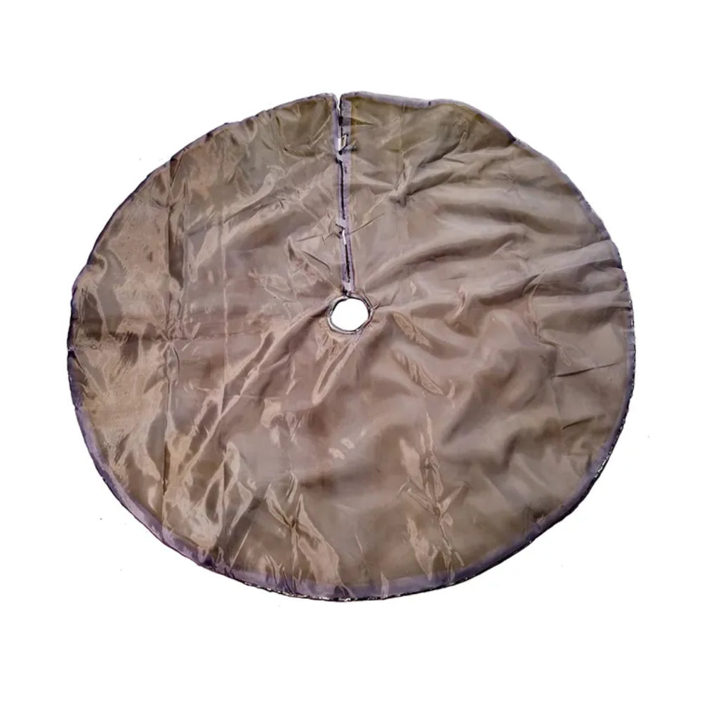 Falda para árbol de satén plateado de 48" con borde estampado de Kurt Adler