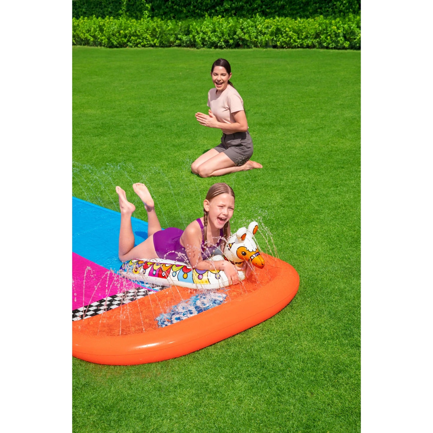Bestway H2OGO! Llama Rama Double Race Water Slide with Two Surf Riders - Curacao
